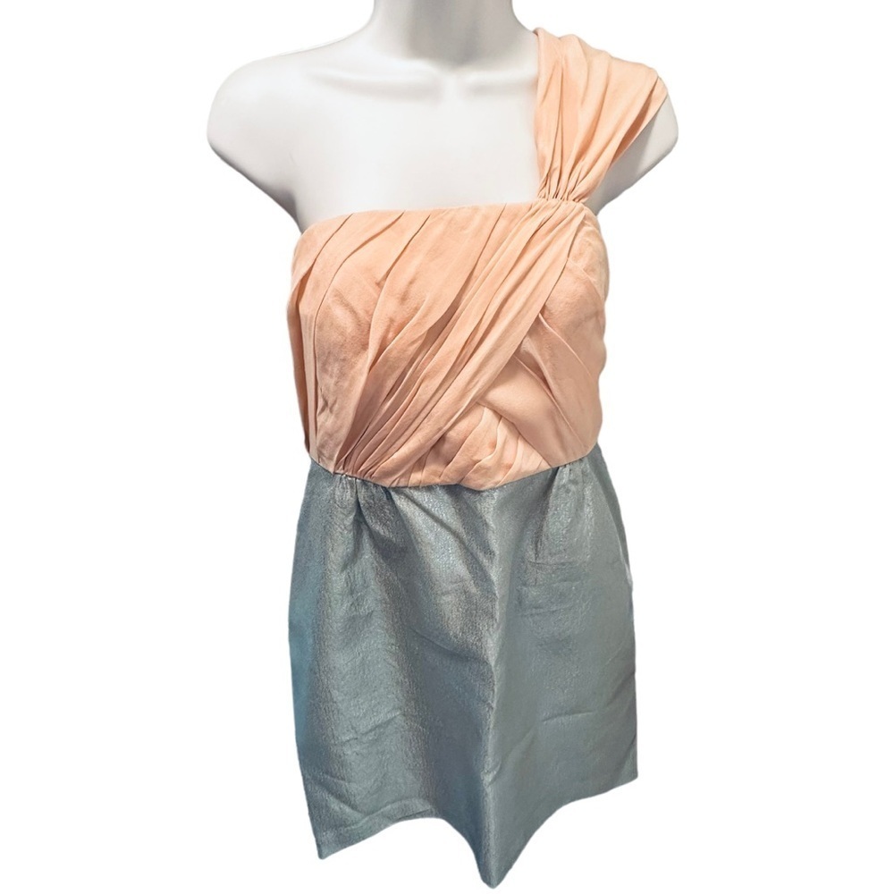 Nwt J CREW COLLECTIONS Silk One Shoulder Mini Dress Metallic Skirt new size 8